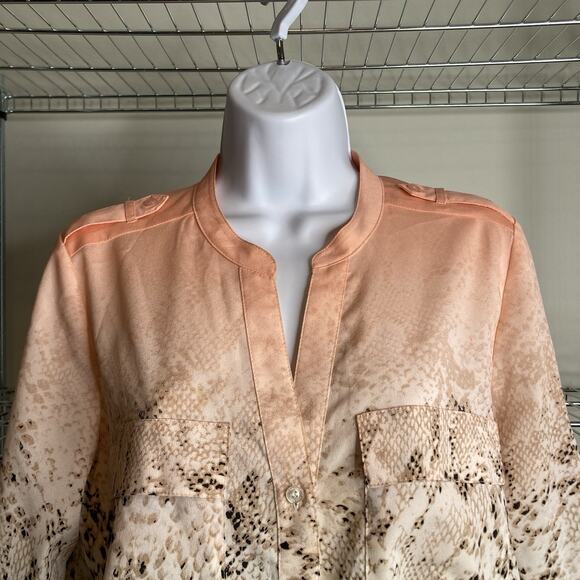 Calvin Klein Women's Ombre Snakeskin Button Up Blouse Size M‎ Lagenlook Career - Picture 8 of 13